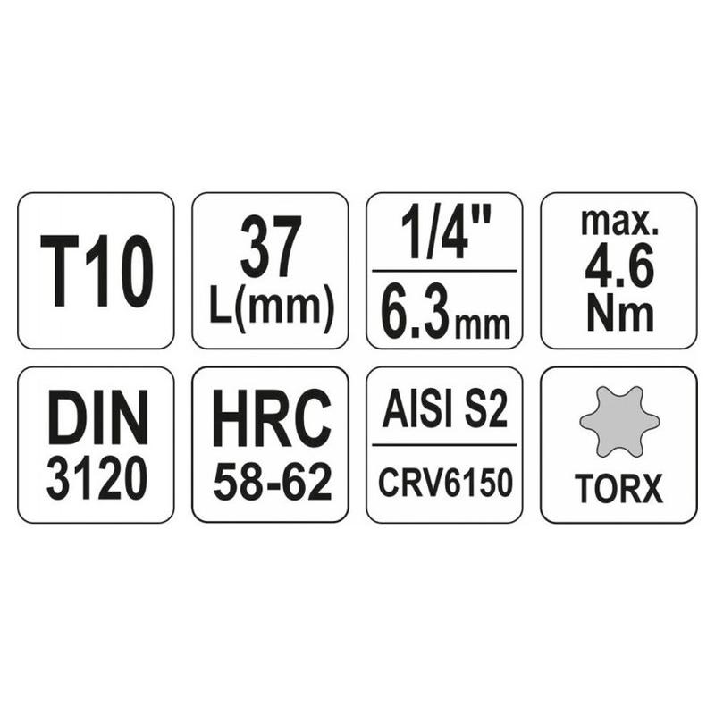 YATO Bit dugókulcs Torx 1/4' T10 CrV (YT-04302)
