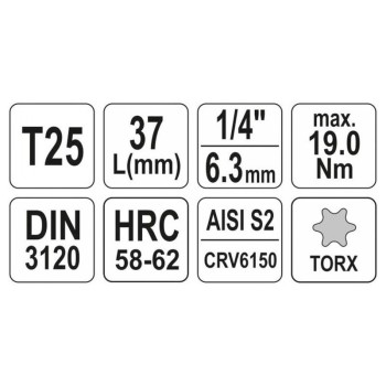 YATO Bit dugókulcs Torx 1/4' T25 CrV (YT-04305)
