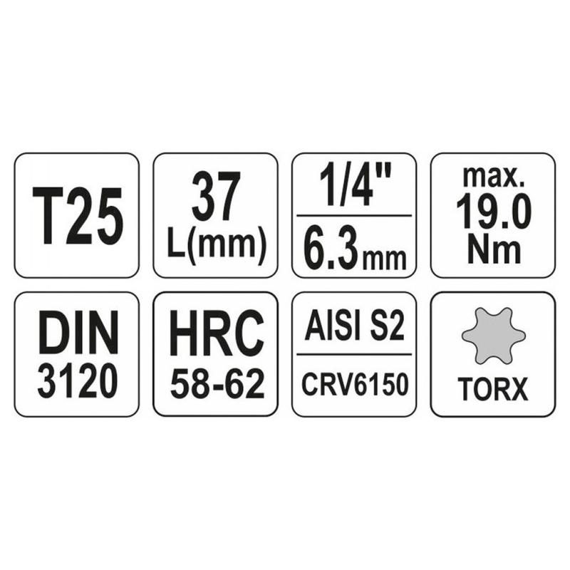 YATO Bit dugókulcs Torx 1/4' T25 CrV (YT-04305)