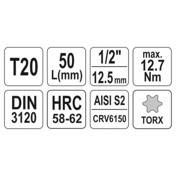 YATO Bit dugókulcs Torx 1/2' T20 CrV (YT-04310)