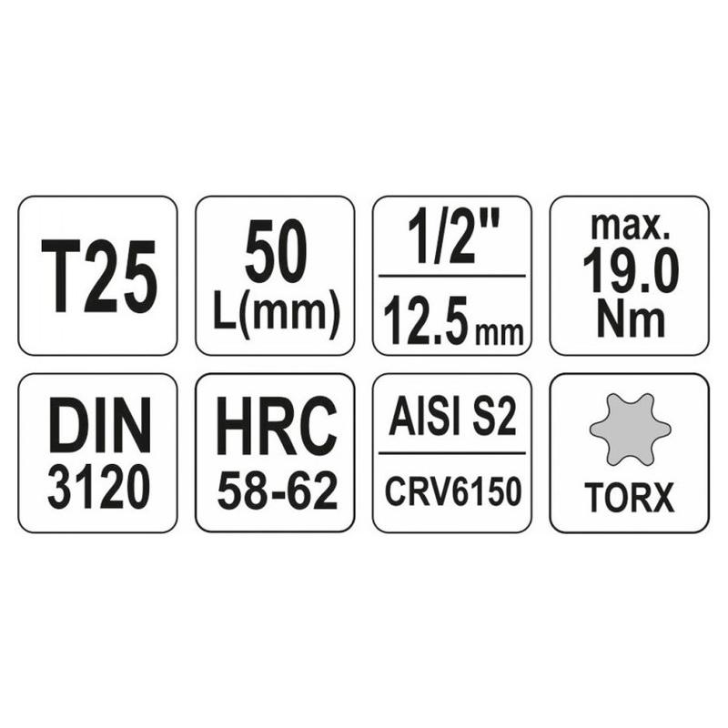 YATO Bit dugókulcs Torx 1/2' T25 CrV (YT-04311)
