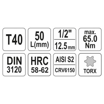 YATO Bit dugókulcs Torx 1/2' T40 CrV (YT-04314)