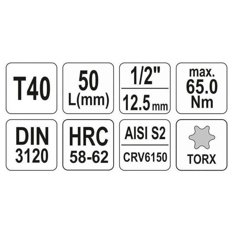 YATO Bit dugókulcs Torx 1/2' T40 CrV (YT-04314)