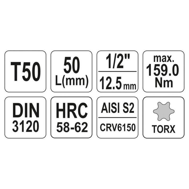 YATO Bit dugókulcs Torx 1/2' T50 CrV (YT-04316)