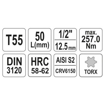 YATO Bit dugókulcs Torx 1/2' T55 CrV (YT-04317)
