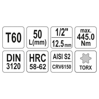 YATO Bit dugókulcs Torx 1/2' T60 CrV (YT-04318)