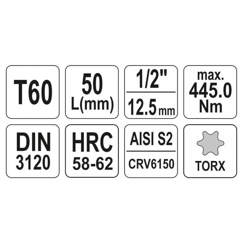 YATO Bit dugókulcs Torx 1/2' T60 CrV (YT-04318)