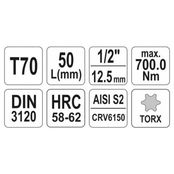 YATO Bit dugókulcs Torx 1/2' T70 CrV (YT-04319)