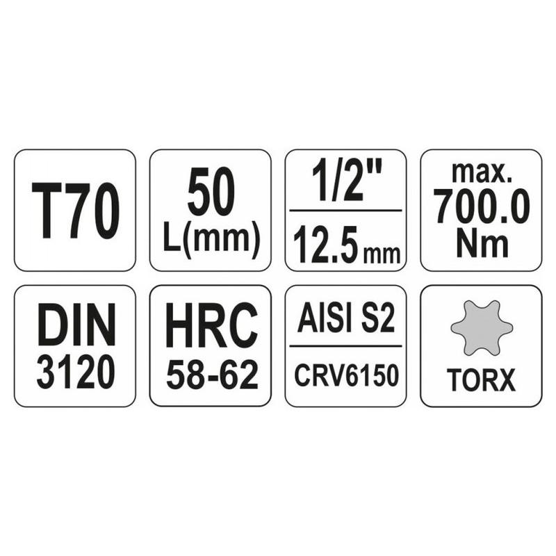 YATO Bit dugókulcs Torx 1/2' T70 CrV (YT-04319)