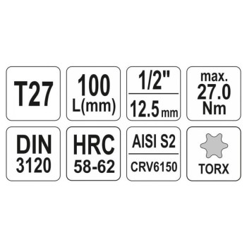 YATO Hosszú bit dugókulcs Torx 1/2' T27 CrV (YT-04322)