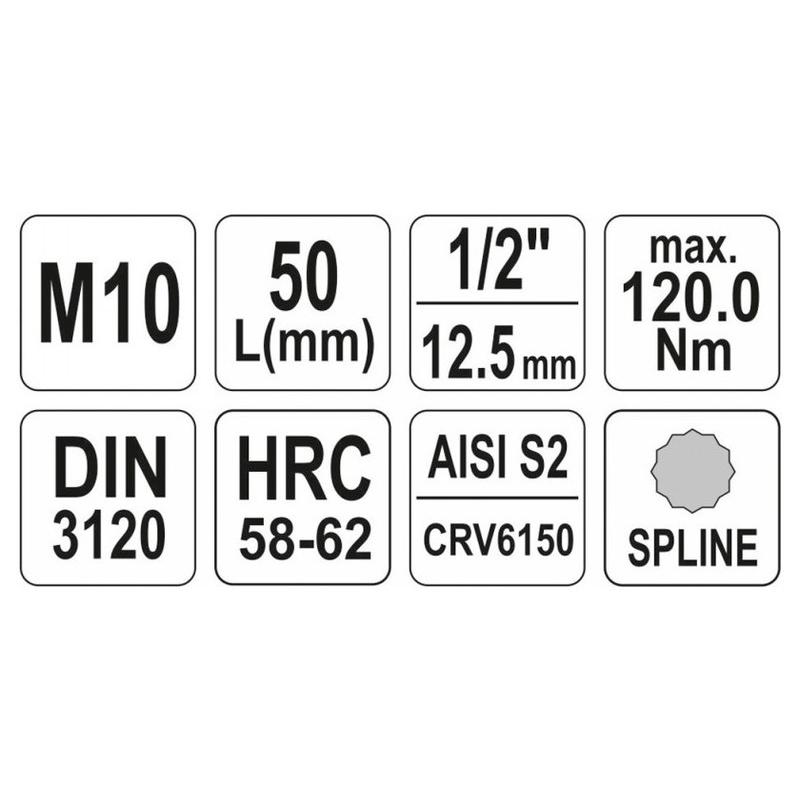 YATO Bit dugókulcs Spline 1/2' M10 CrV (YT-04343)