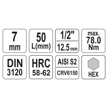 YATO Bit dugókulcs Imbusz 1/2' 7 mm CrV (YT-04383) YATO Bit dugókulcs Imbusz 1/2' 7 mm CrV (YT-04383)