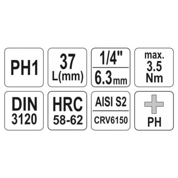 YATO Bit dugókulcs Phillips 1/4' PH1 CrV (YT-04411)
