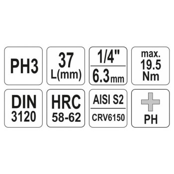 YATO Bit dugókulcs Phillips 1/4' PH3 CrV (YT-04413)