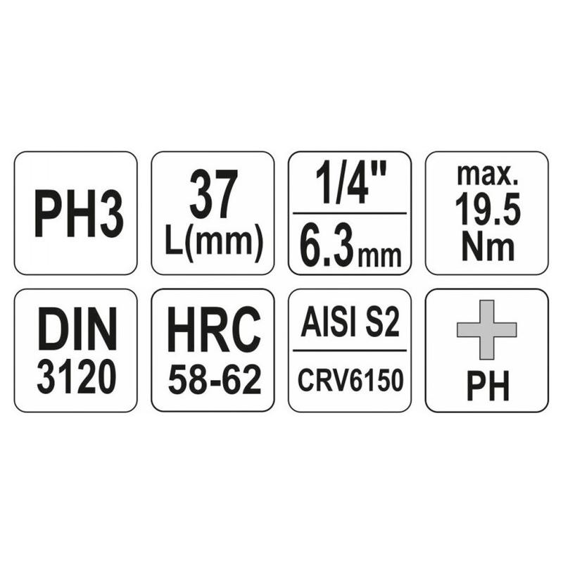 YATO Bit dugókulcs Phillips 1/4' PH3 CrV (YT-04413)