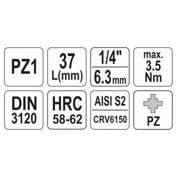 YATO Bit dugókulcs Pozidriv 1/4' PZ1 CrV (YT-04417)