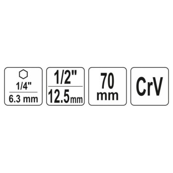 YATO Dugókulcs adapter 1/4' Hex - 1/2' négyszög CrV (YT-04627) YATO Dugókulcs adapter 1/4' Hex - 1/2' négyszög CrV (YT-04627)