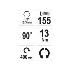YATO Sarokcsavarozó adapter 90° 155 mm (YT-04631)