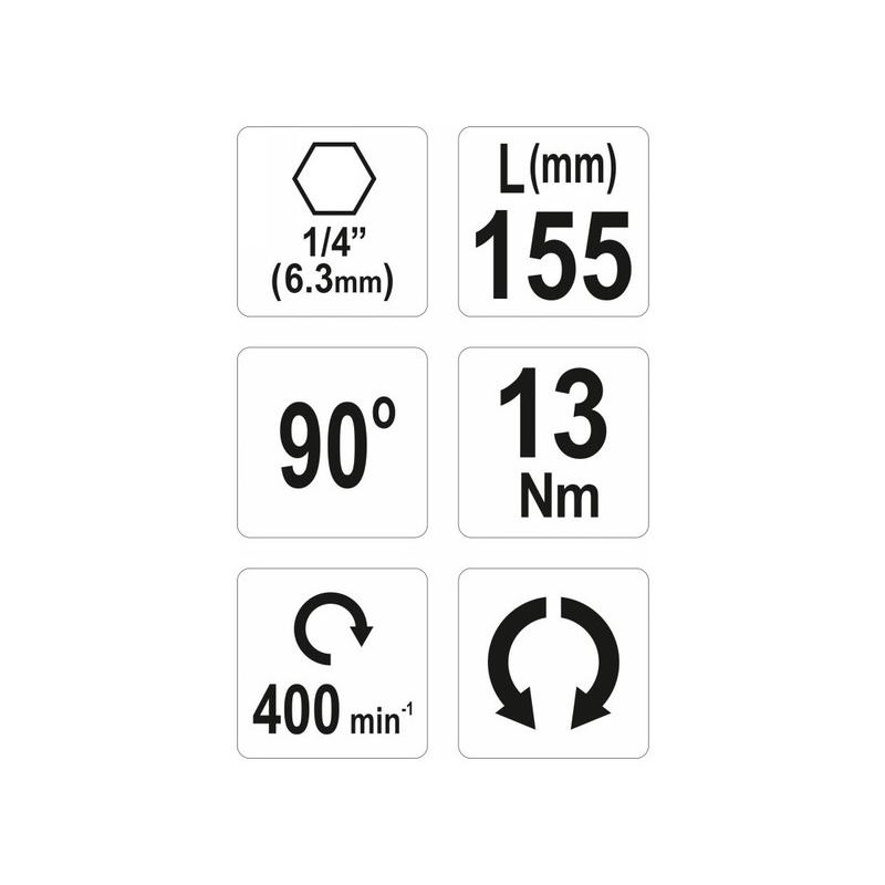 YATO Sarokcsavarozó adapter 90° 155 mm (YT-04631) YATO Sarokcsavarozó adapter 90° 155 mm (YT-04631)