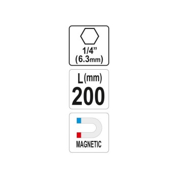 YATO Bithegy-tartó 200 mm 1/4' mágneses (YT-04682)