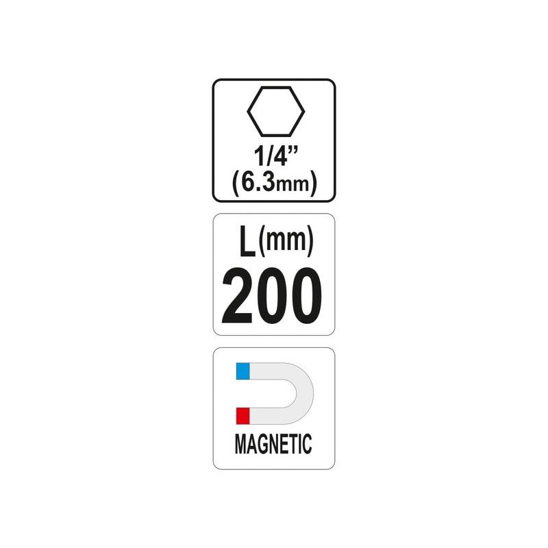 YATO Bithegy-tartó 200 mm 1/4' mágneses (YT-04682)