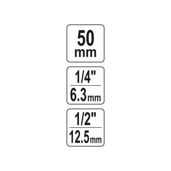 YATO Bithegy adapter 1/2' négyszög-1/4' Hex 50 mm (nagy nyomatékhoz) (YT-04691) YATO Bithegy adapter 1/2' négyszög-1/4' Hex 50 mm (nagy nyomatékhoz) (YT-04691)