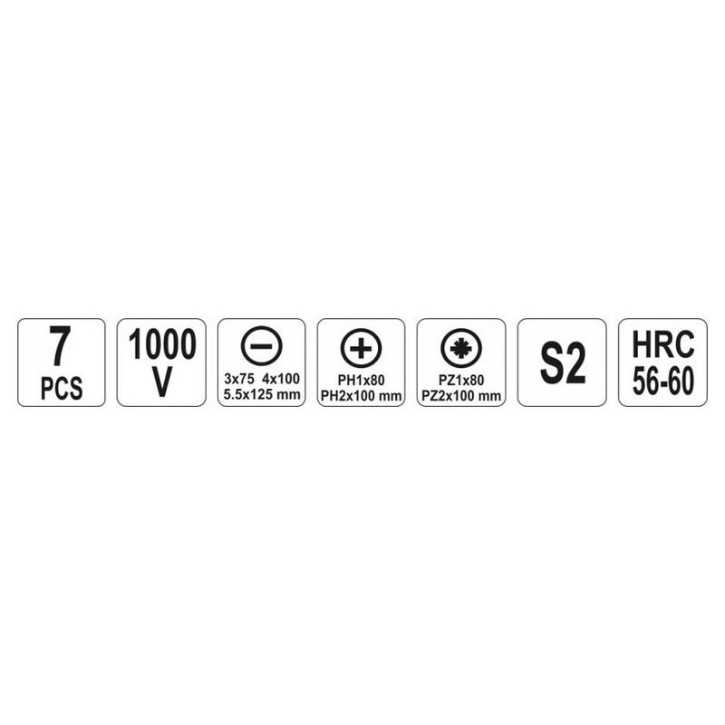 YATO Csavarhúzó készlet 7 részes 1000 V-ig szigetelt (YT-2828)