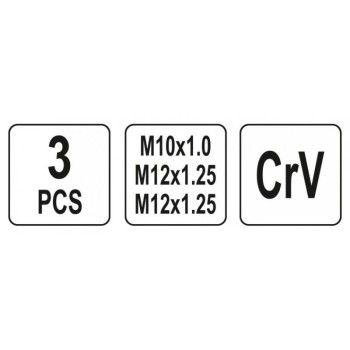 YATO Izzítógyertya menetjavító és tisztító készlet 3 részes M10-M12 CrV (YT-05341)