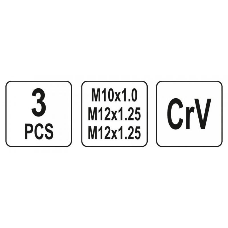 YATO Izzítógyertya menetjavító és tisztító készlet 3 részes M10-M12 CrV (YT-05341)