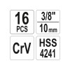 YATO Sérült izzítógyertya kiszedő készlet 16 részes 3/8' CrV (YT-05342) YATO Sérült izzítógyertya kiszedő készlet 16 részes 3/8' CrV (YT-05342)
