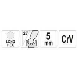 YATO Gömbfejű imbuszkulcs 5,0 mm / 27 x 116 mm CrV (YT-05456)