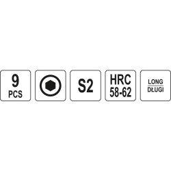 YATO Hosszított imbuszkulcs készlet 9 részes 1,5 - 10 mm S2 (YT-05631) YATO Hosszított imbuszkulcs készlet 9 részes 1,5 - 10 mm S2 (YT-05631)