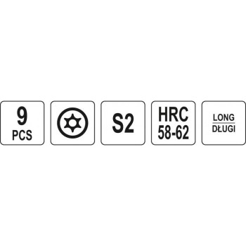 YATO Hosszú Torx kulcs készlet 9 részes T10 - T50 S2 (YT-05633)