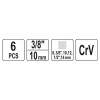 YATO Olajleeresztő kulcs készlet 6 részes 3/8', 1/2', 8 mm, 10 mm, 12 mm, 14 mm 3/8' CrV (YT-05997)
