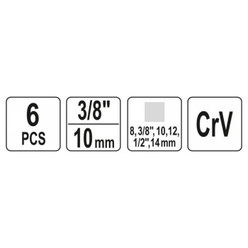 YATO Olajleeresztő kulcs készlet 6 részes 3/8', 1/2', 8 mm, 10 mm, 12 mm, 14 mm 3/8' CrV (YT-05997)
