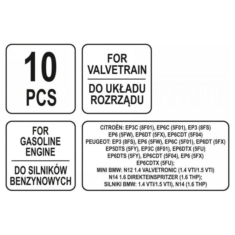 YATO Vezérlés rögzítő készlet 10 részes (benzin) Peugeot Citroën BMW Mini (YT-06001) YATO Vezérlés rögzítő készlet 10 részes (benzin) Peugeot Citroën BMW Mini (YT-06001)