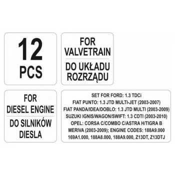 YATO YT-06003 vezérlés rögzítő készlet 12 részes dízel Ford Fiat