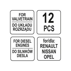 YATO Vezérlés rögzítő készlet 12 részes (Diesel) Renault Nissan Opel (YT-06006) YATO Vezérlés rögzítő készlet 12 részes (Diesel) Renault Nissan Opel (YT-06006)
