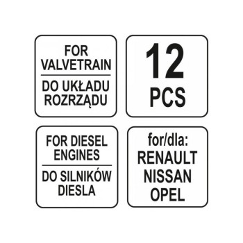 YATO Vezérlés rögzítő készlet 12 részes (Diesel) Renault Nissan Opel (YT-06006)