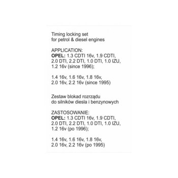 YATO Vezérlés rögzítő készlet 29 részes (Diesel és benzin) Opel (YT-06007)