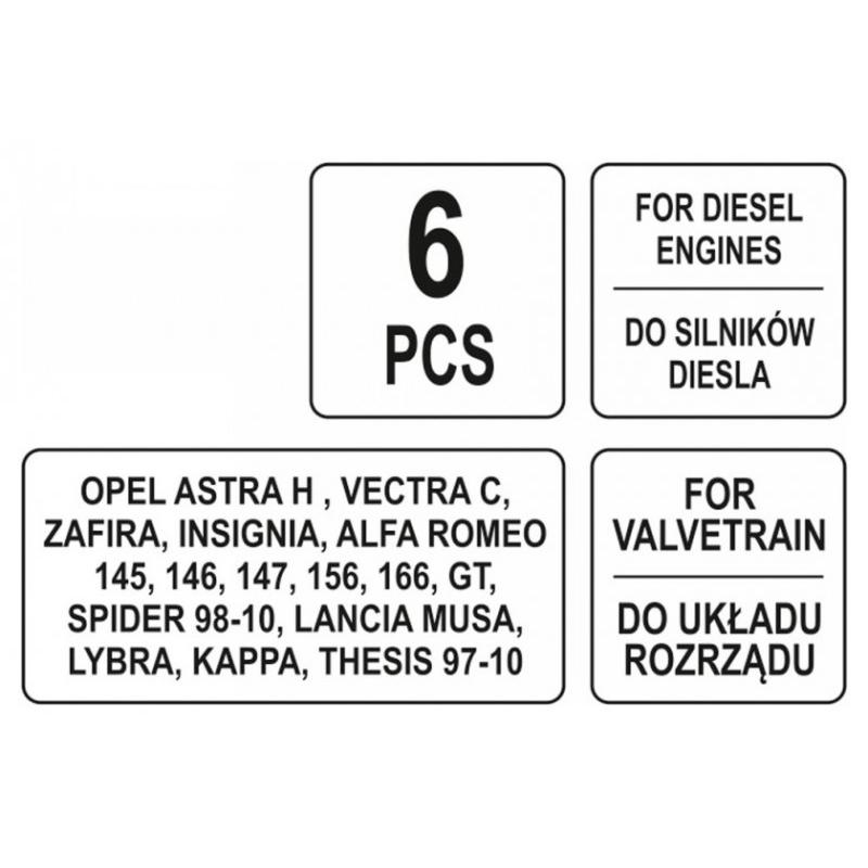 YATO Vezérlés rögzítő készlet 6 részes (Diesel) Opel Fiat Alfa Romeo (YT-06013)