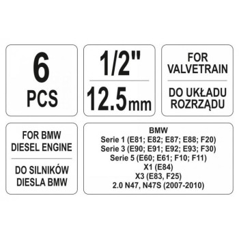 YATO Vezérlés rögzítő készlet 6 részes (Diesel) BMW (YT-06018)