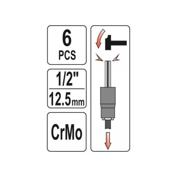 YATO Törtcsavar kiszedő dugókulcs készlet 6 részes 1/2' 17-27 mm CrMo (YT-06032)