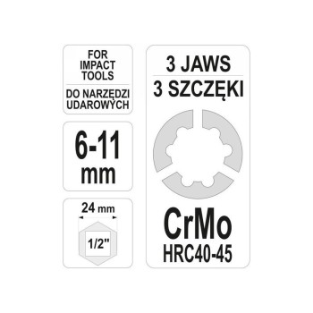 YATO Tőcsavar kiszedő 1/2' 6-11 mm (YT-06256) YATO Tőcsavar kiszedő 1/2' 6-11 mm (YT-06256)