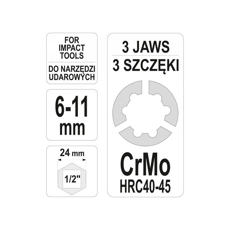 YATO Tőcsavar kiszedő 1/2' 6-11 mm (YT-06256)