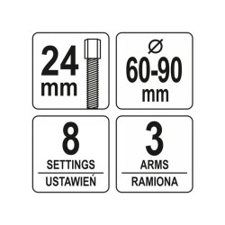 YATO Vezérműtengely lánckerék és szíjtárcsa lehúzó 60-90 mm (YT-06340)