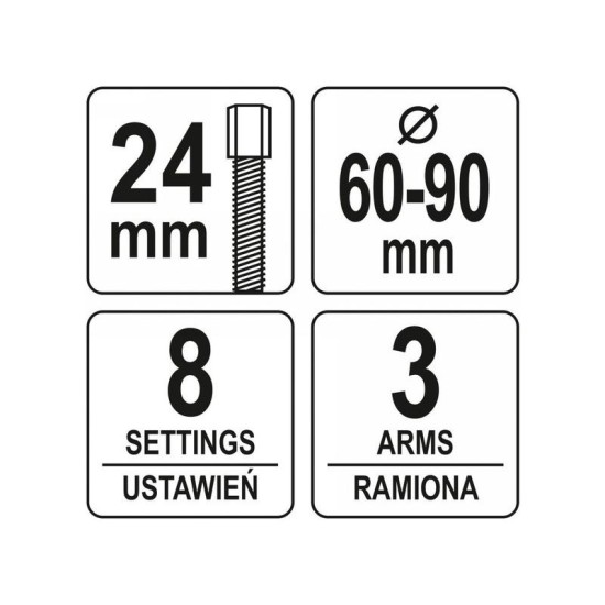 YATO Vezérműtengely lánckerék és szíjtárcsa lehúzó 60-90 mm (YT-06340) YATO Vezérműtengely lánckerék és szíjtárcsa lehúzó 60-90 mm (YT-06340)