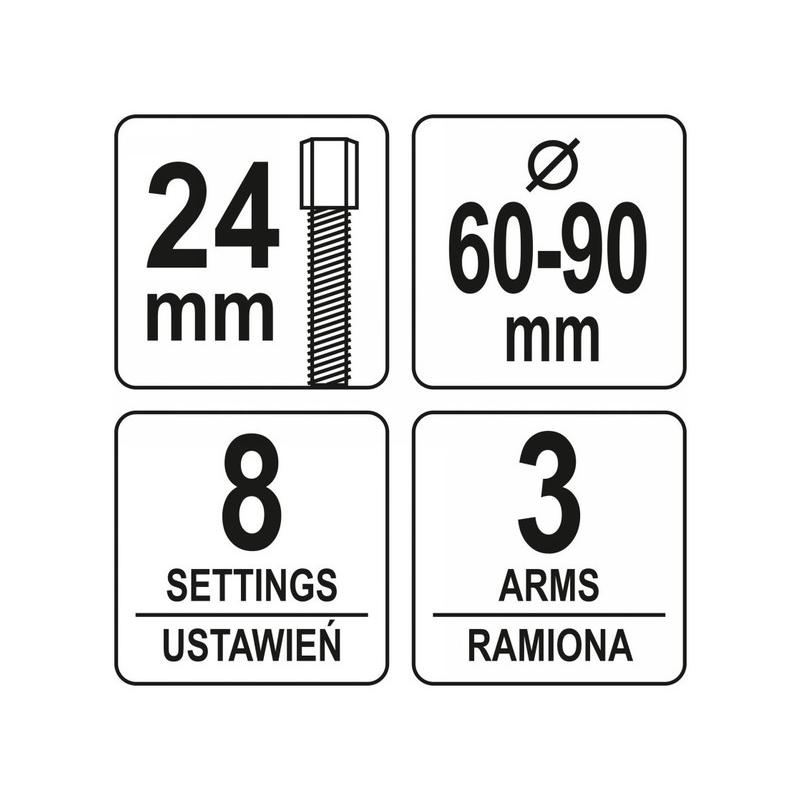YATO Vezérműtengely lánckerék és szíjtárcsa lehúzó 60-90 mm (YT-06340)
