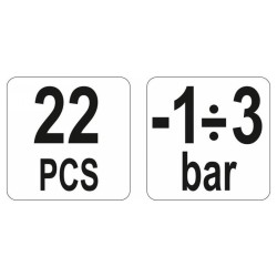 YATO Vákuum- és AC-pumpa mérő készlet 22 részes -1÷3 bar (YT-0674)