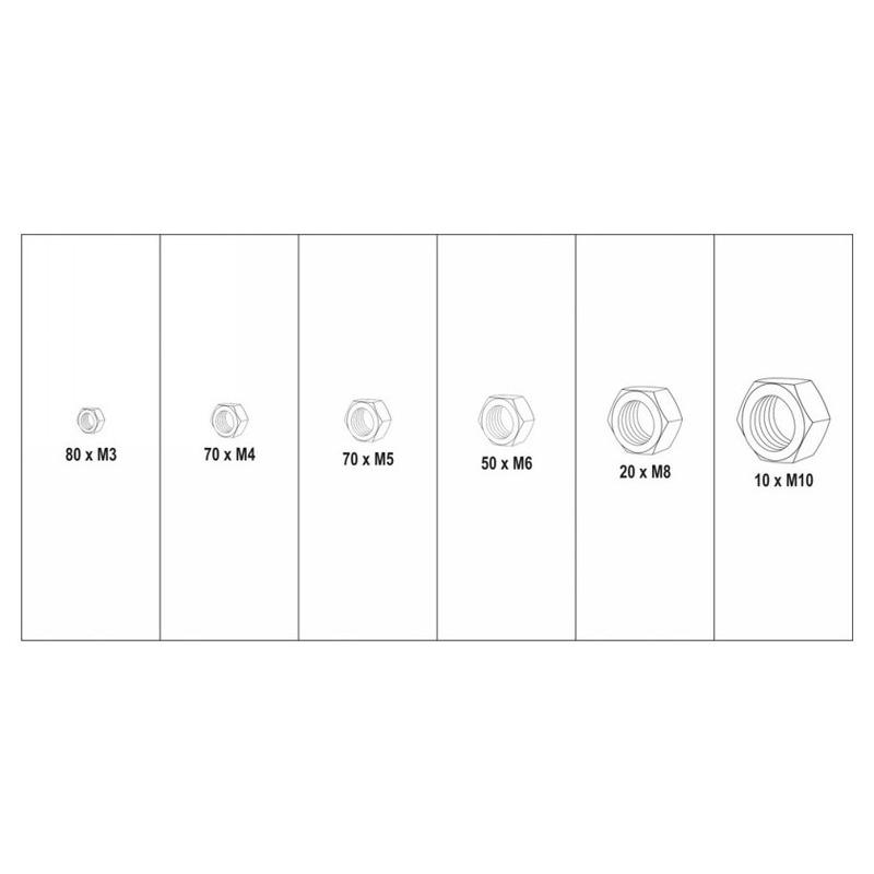 YATO Hatlapú inox csavaranya készlet 300 részes M3-M10 (YT-06773)